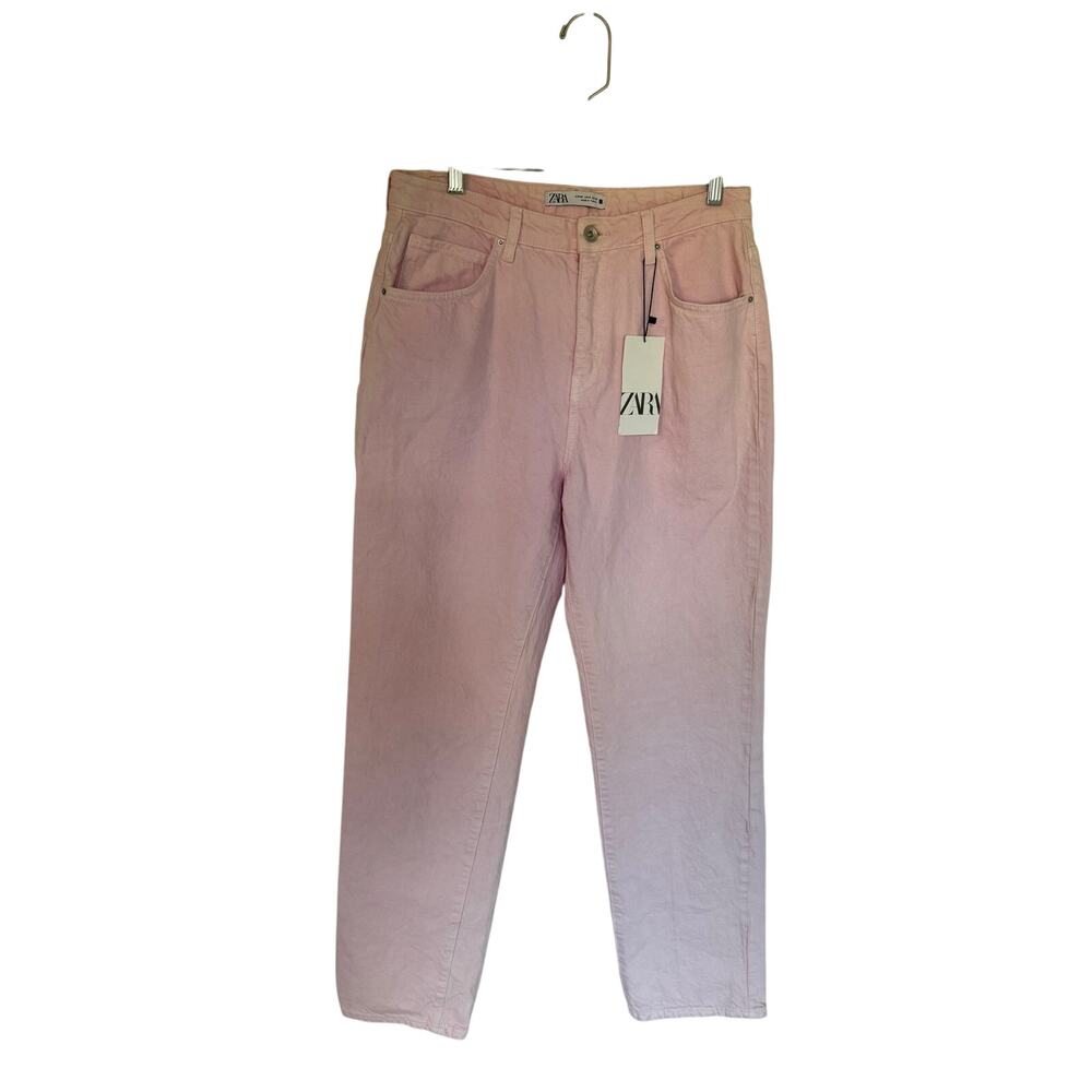 Zara Super High Rise Straight Leg Jeans Size 8 Pink Barbie Mom Jeans NEW